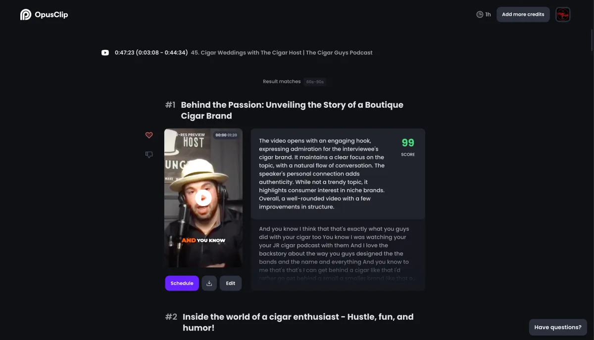 Opus Clip interface